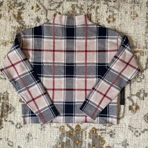 Tahari Plaid Mock Neck Sweater Size Medium NWT